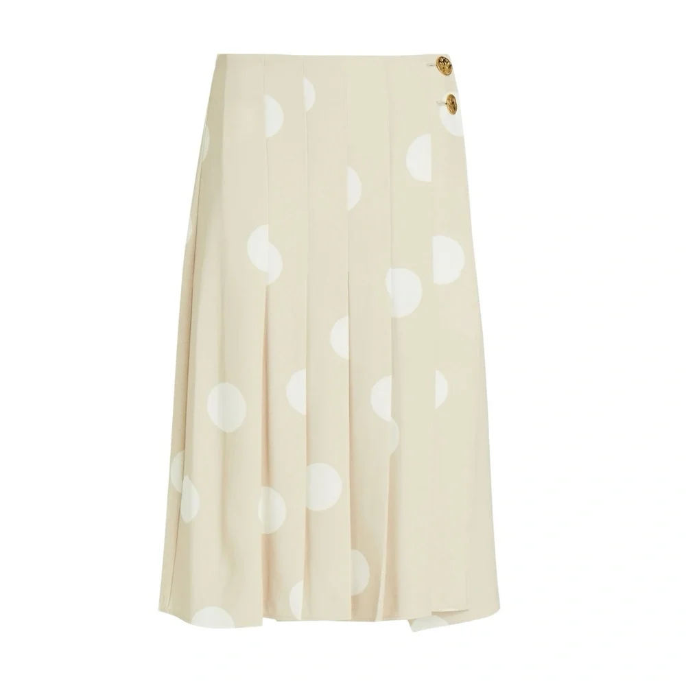 Proenza Schouler Pleated Polka Dot Crepe Wrap Skirt in Cream Sz 4 - Picture 4 of 13